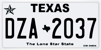 TX license plate DZA2037