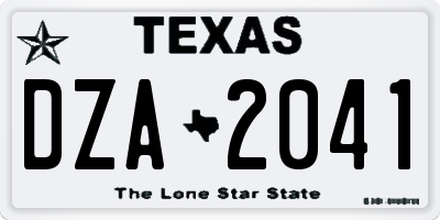 TX license plate DZA2041