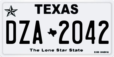 TX license plate DZA2042