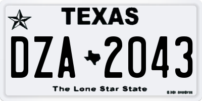 TX license plate DZA2043