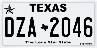 TX license plate DZA2046