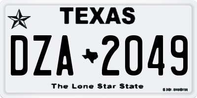 TX license plate DZA2049