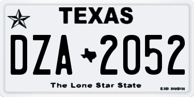 TX license plate DZA2052