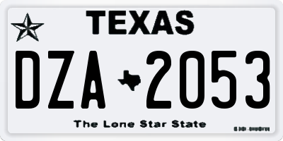 TX license plate DZA2053
