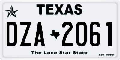 TX license plate DZA2061