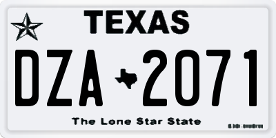 TX license plate DZA2071