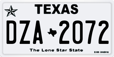 TX license plate DZA2072