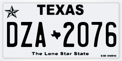 TX license plate DZA2076