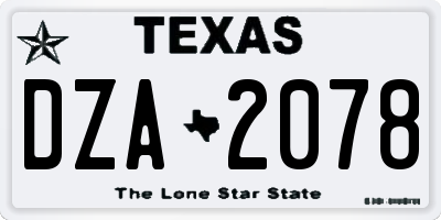 TX license plate DZA2078