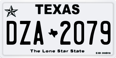 TX license plate DZA2079