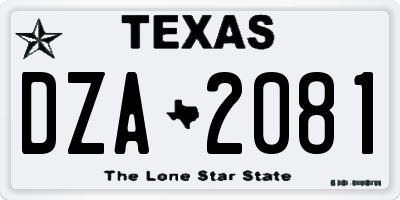 TX license plate DZA2081