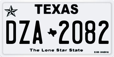 TX license plate DZA2082