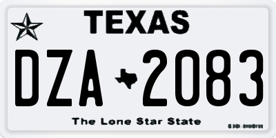 TX license plate DZA2083