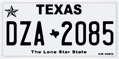 TX license plate DZA2085