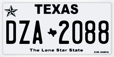TX license plate DZA2088