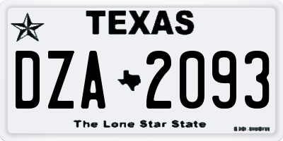 TX license plate DZA2093