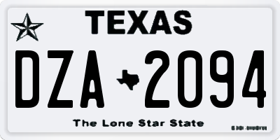 TX license plate DZA2094