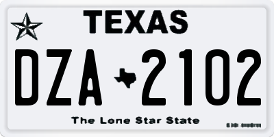 TX license plate DZA2102