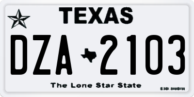 TX license plate DZA2103