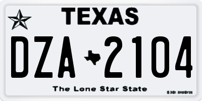 TX license plate DZA2104