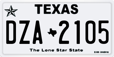TX license plate DZA2105