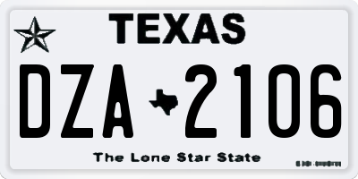 TX license plate DZA2106