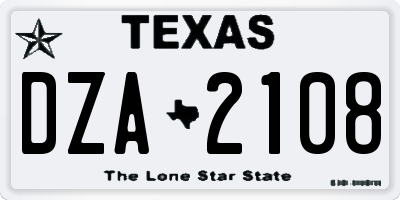 TX license plate DZA2108