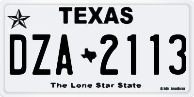 TX license plate DZA2113