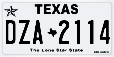 TX license plate DZA2114