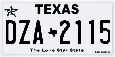TX license plate DZA2115