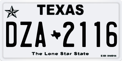 TX license plate DZA2116