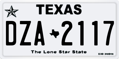 TX license plate DZA2117