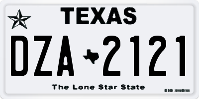 TX license plate DZA2121