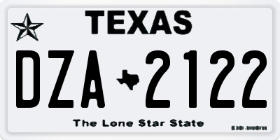 TX license plate DZA2122