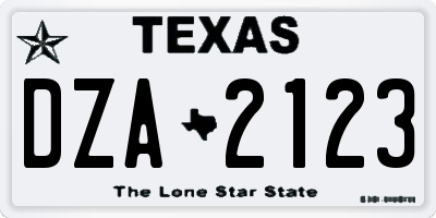 TX license plate DZA2123