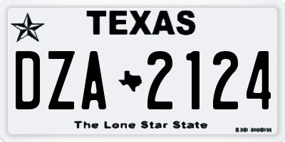 TX license plate DZA2124