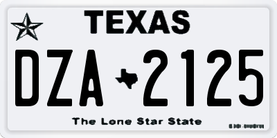 TX license plate DZA2125