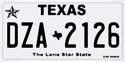 TX license plate DZA2126