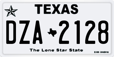 TX license plate DZA2128
