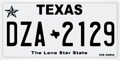 TX license plate DZA2129