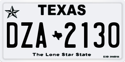 TX license plate DZA2130