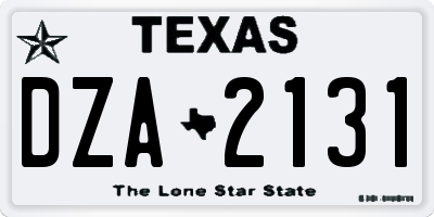TX license plate DZA2131