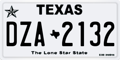 TX license plate DZA2132