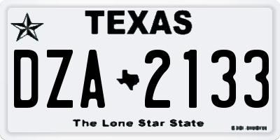 TX license plate DZA2133