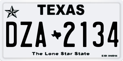 TX license plate DZA2134