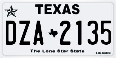 TX license plate DZA2135