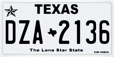 TX license plate DZA2136