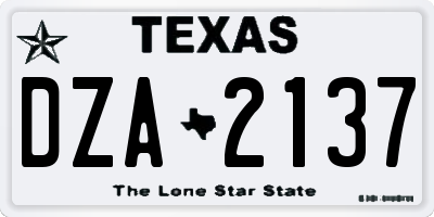 TX license plate DZA2137