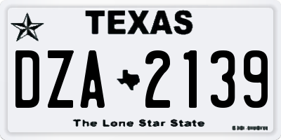 TX license plate DZA2139