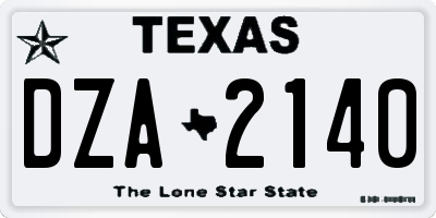 TX license plate DZA2140